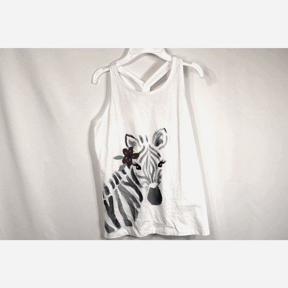 NWT Carter's Kids Girl's Tank Size 14 in White w/ Purple‎ Zebra and Flower - Picture 1 of 7